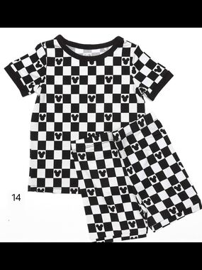 Black & White Checkerboard Kids Pajama Set with Mickey